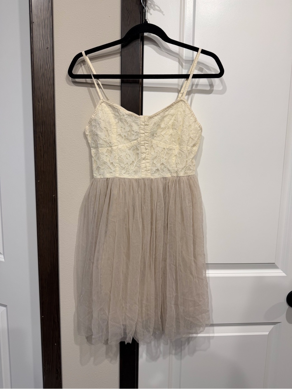 American Eagle Outfitters Cream Smocked Spaghetti Strap Top